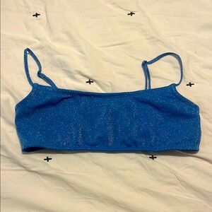 Sparkly Blue Triangl Bikini Top